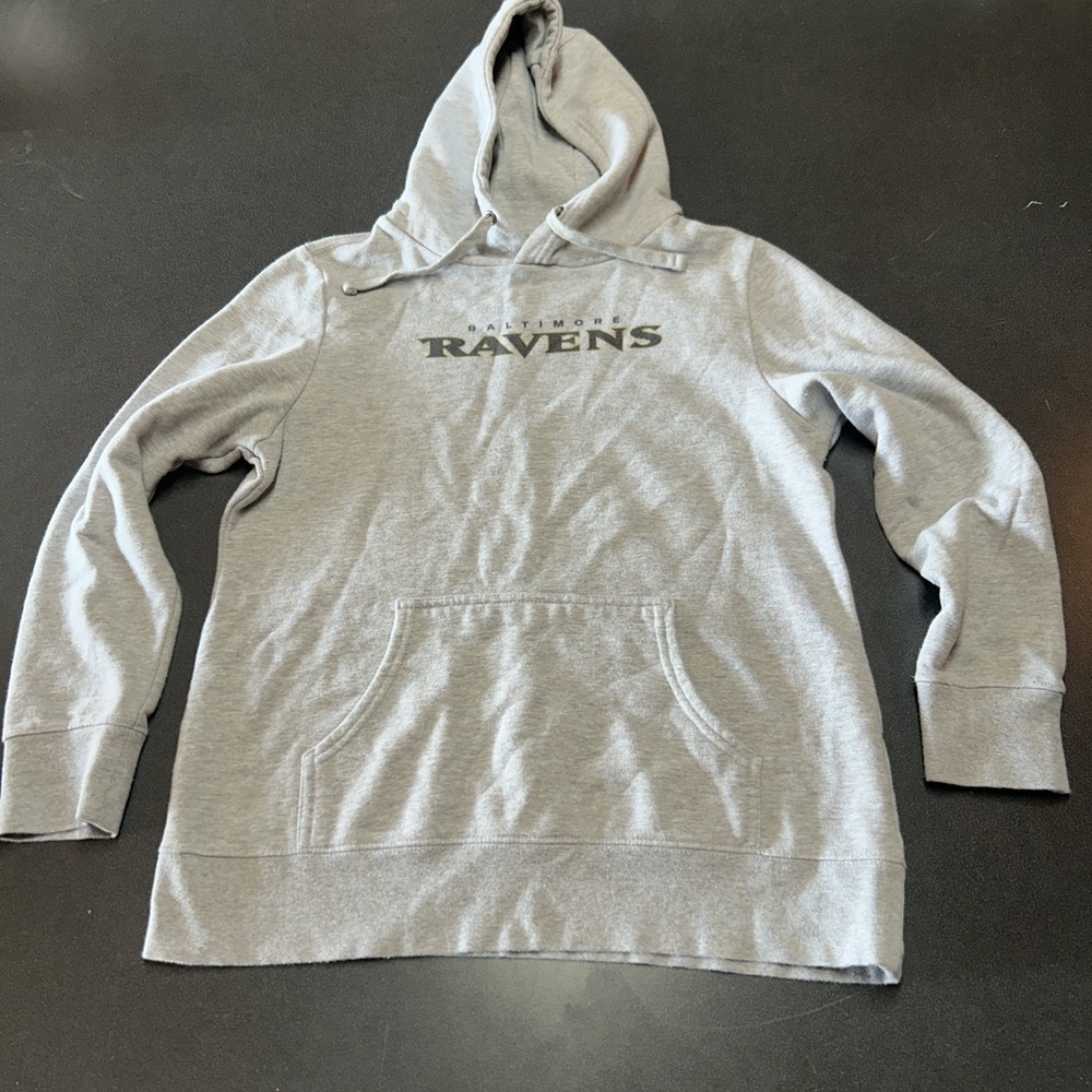 Women's Baltimore Ravens Lightweight Hoodie Large‎ Heather Gray Tucker 9